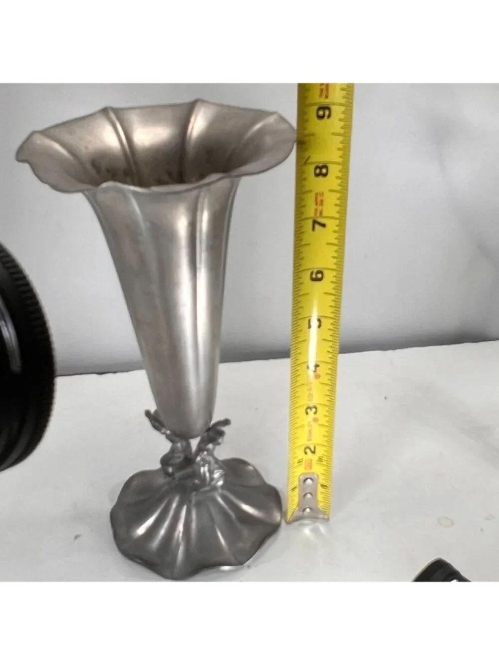 Vtg KSO Kayserzinn Pewter Art Nouveau Jugendstil Vase Women Figures P108 8.5 in